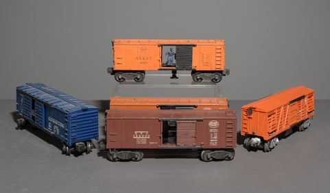 Five Assorted Lionel Boxcars