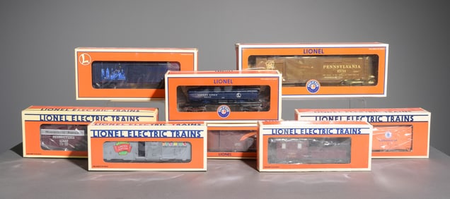 8 Lionel Box Cars, Tanker, Etc. in Original Boxes