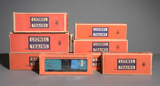 8pcs Lionel Box Cars, Hopper, Etc. in Original Boxes