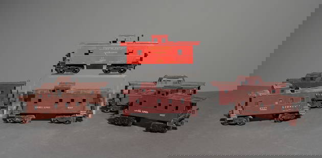 6 Lionel Cabooses #1: 6 Lionel Cabooses - This lot consists of a Lionel Lines 6457 Caboose, a Lionel Lines 6017 Caboose, a Lionel Lines 6037 Caboose, a Pennsylvania 5364-17 Caboose, a Union Pacific U.P. 3821 Caboose and a