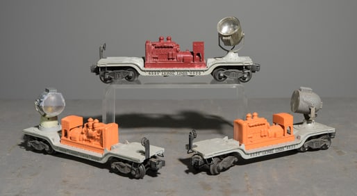 3pcs - Lionel Rotating Searchlight Cars