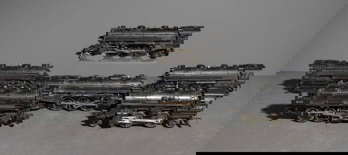 6pcs - Assorted Lionel Locomotives: This lot consists of (1) 1060 Lionel Lines Scout 2-4-2 Locomotive, (1) 203 Steam Engine with Bell, (1) 224 O Gauge Locomotive (Lionel Prairie Type 2-6-2), (2) 1666 Lionel Locomotive 027 Gauge Steam En