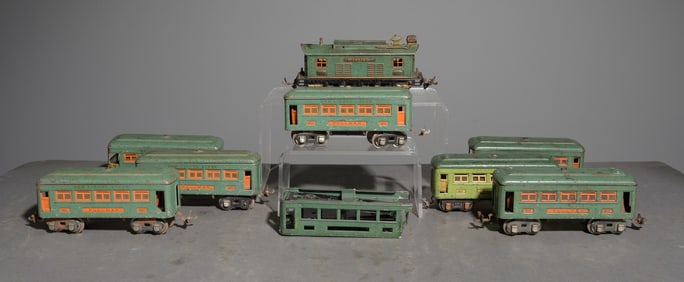 11pcs - Prewar O Gauge Lionel Locomotive + Rail Cars
