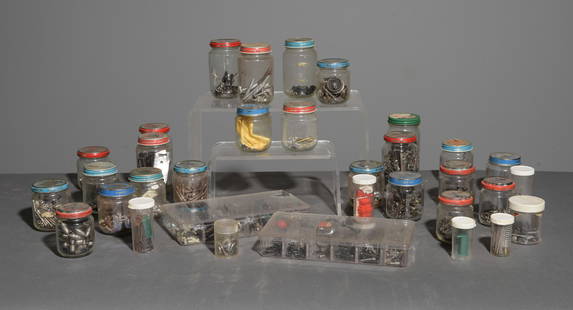 Model Railway Repair Components: This lot consists of assorted fasteners, clips, screws, bolts, mechanical linkages and levers, springs, and other train and track related supplies needed to model railway operation. This lot will fit