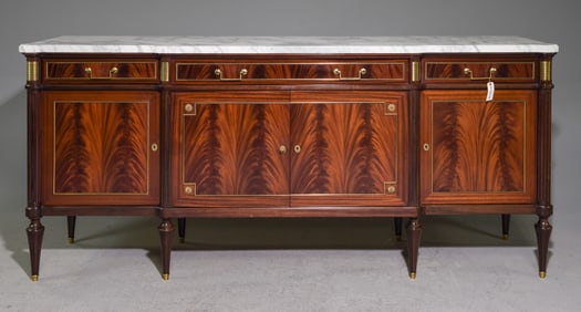 Louis XVI Style White Marble Top Sideboard #1