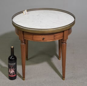 Louis XVI Style White Marble Top Side Table