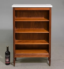Louis XVI Style Petite White Marble Top Bookshelf
