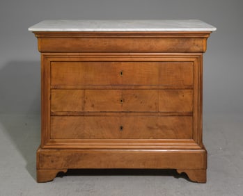 Louis Philippe Style White Marble Top Chest
