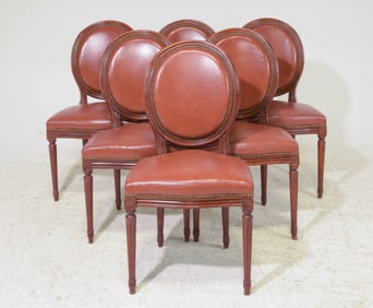 Louis XVI Style Set of 6 Balloon Back Dining Chairs