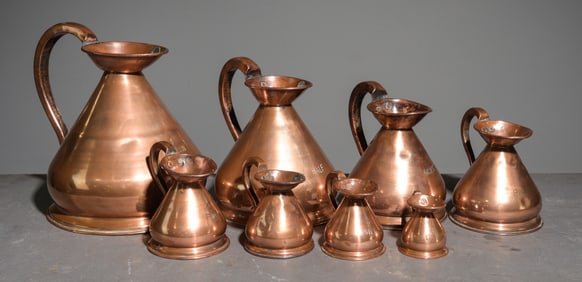 Polished Copper Set of 8 Graduated Measures