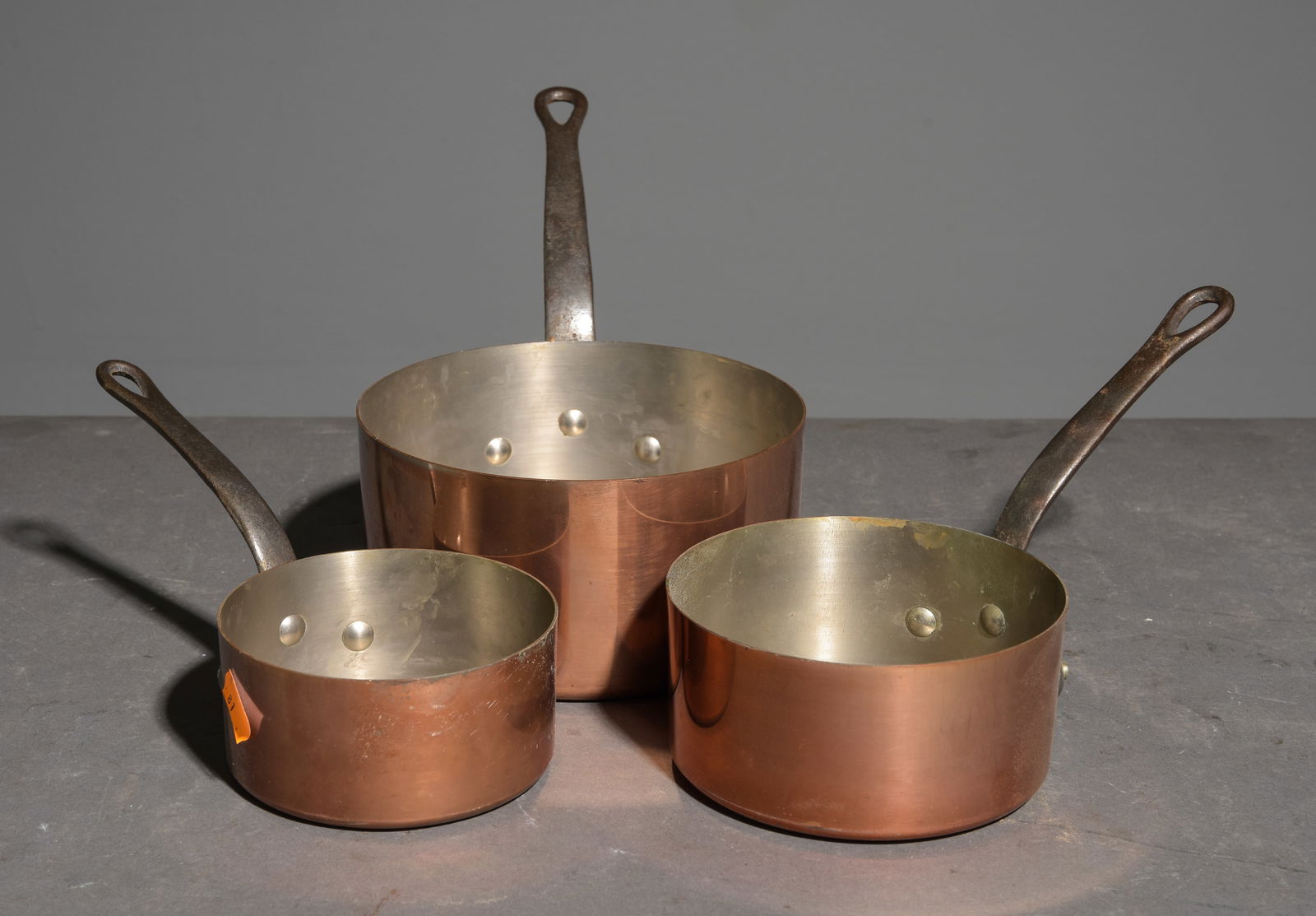 French Copper Set of 3 Graduated Sauce Pans (1 of 3)