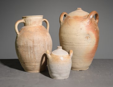 3pcs French Pottery Wine Jugs / Vase
