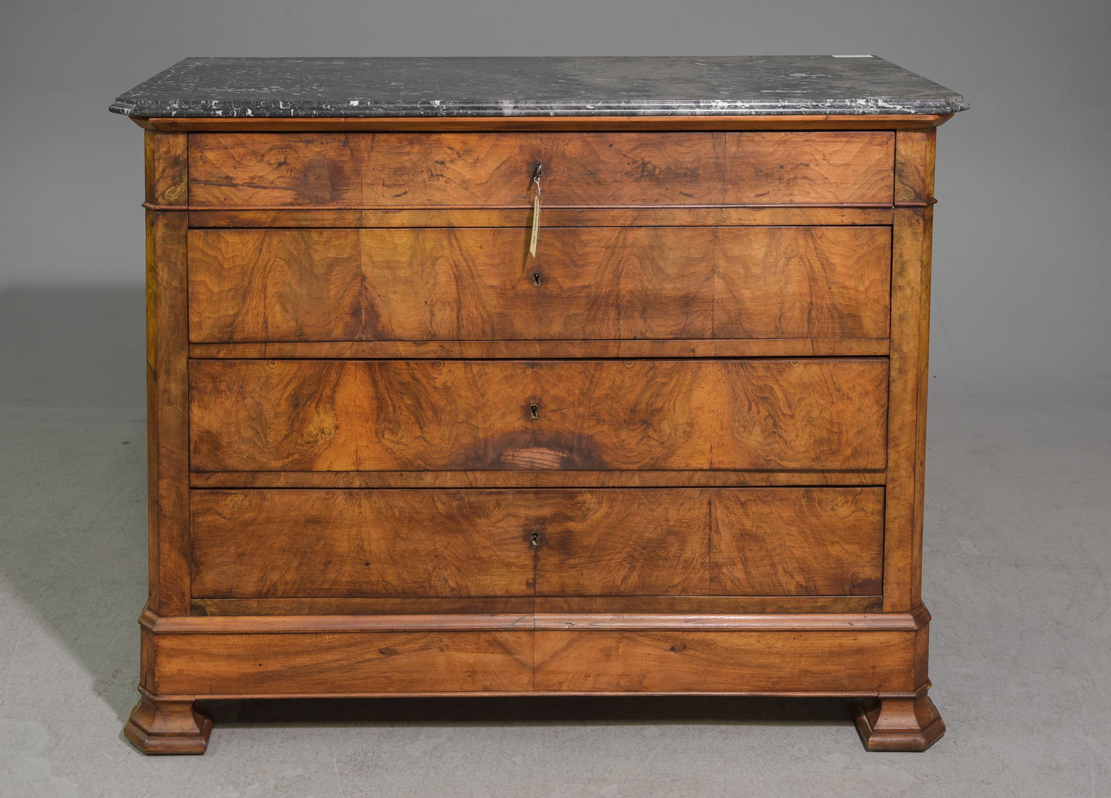 Louis Philippe Style Grey Marble Top Walnut Chest (1 of 5)