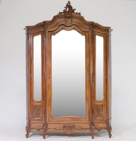 Louis XV Style Triple Mirror Door Armoire