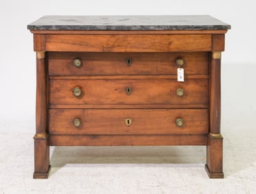 French Empire Style Grey Marble Top Chest