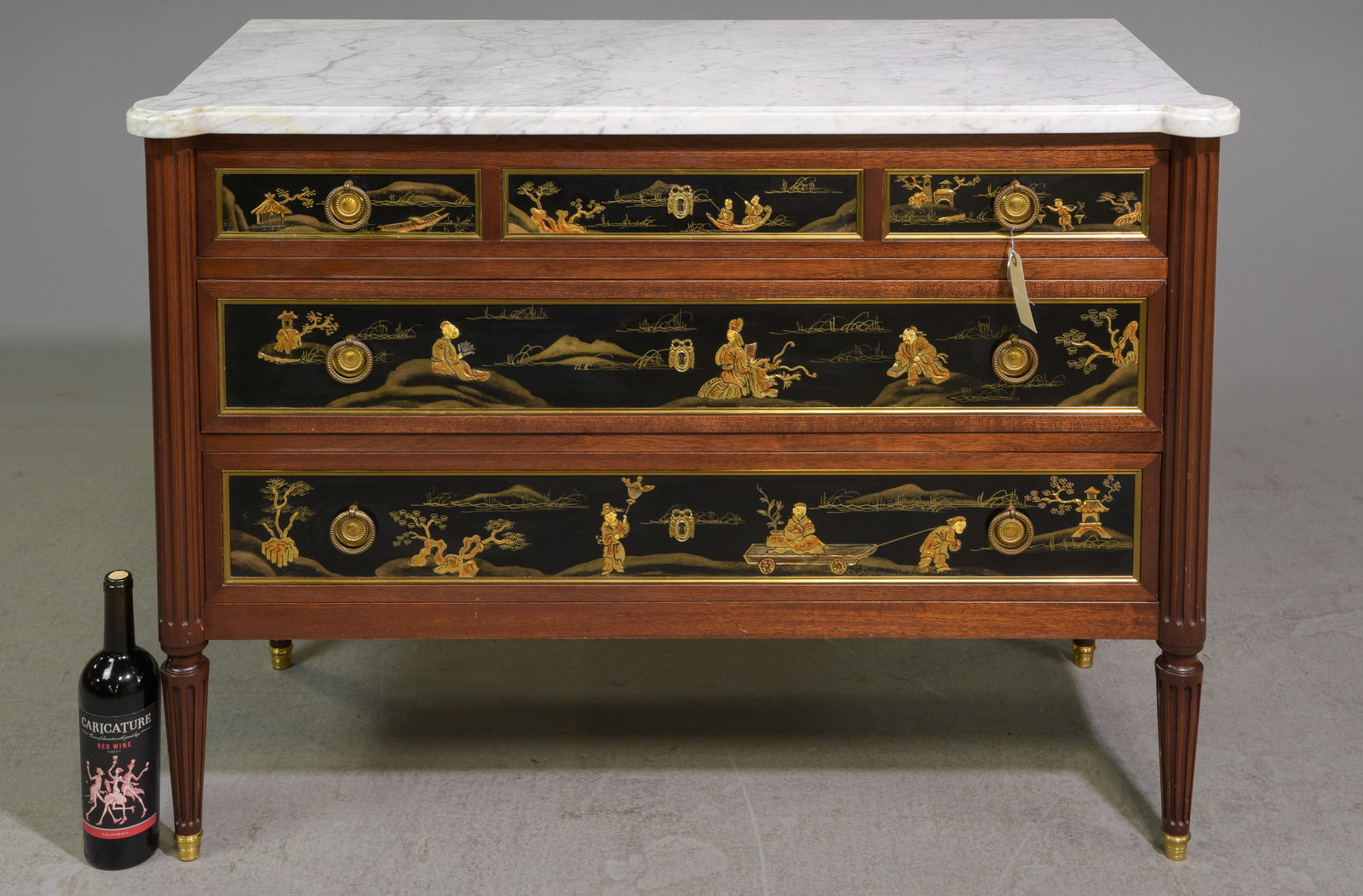 Louis XVI Style White Marble Top Chinoiserie Chest (1 of 5)