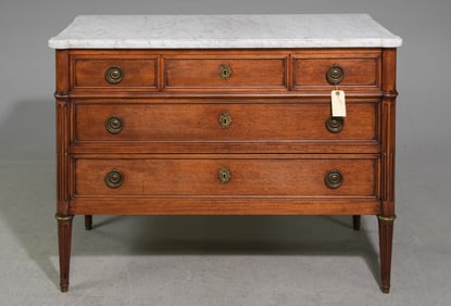 Louis XVI Style White Marble Top Chest