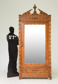 French Faux Bamboo Mirror Door Robe