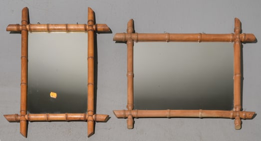 2 French Faux Bamboo Framed Mirrors