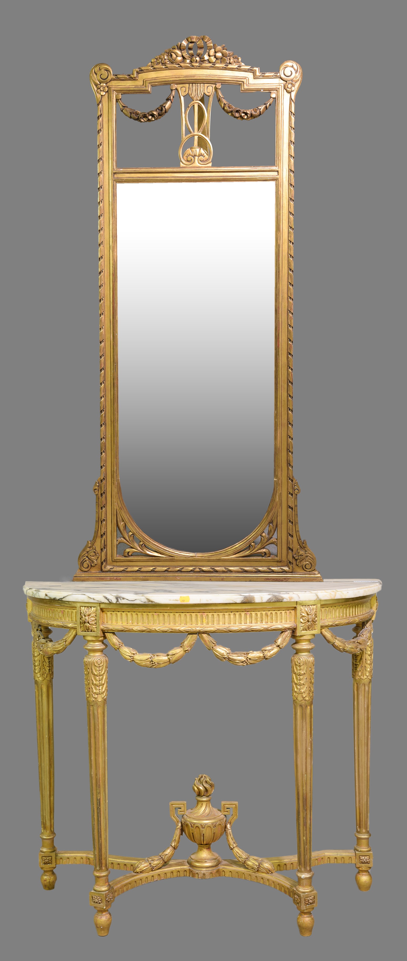 Louis XVI Style Gilded Marble Top Console with Mirror (1 of 7)
