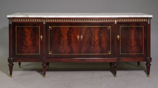 Louis XVI Style White Marble Top Sideboard