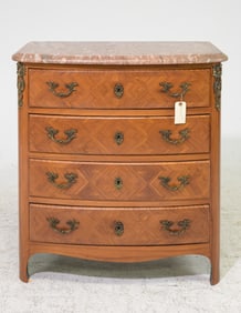 French Marble Top Four Drawer Chest / Bedside