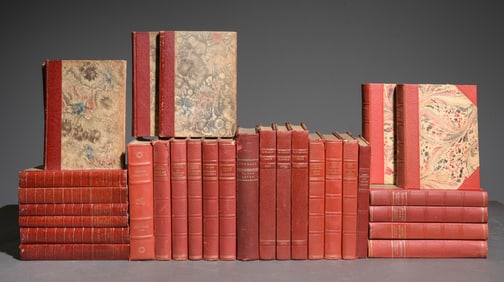 35 Assorted Leather Bound European Books