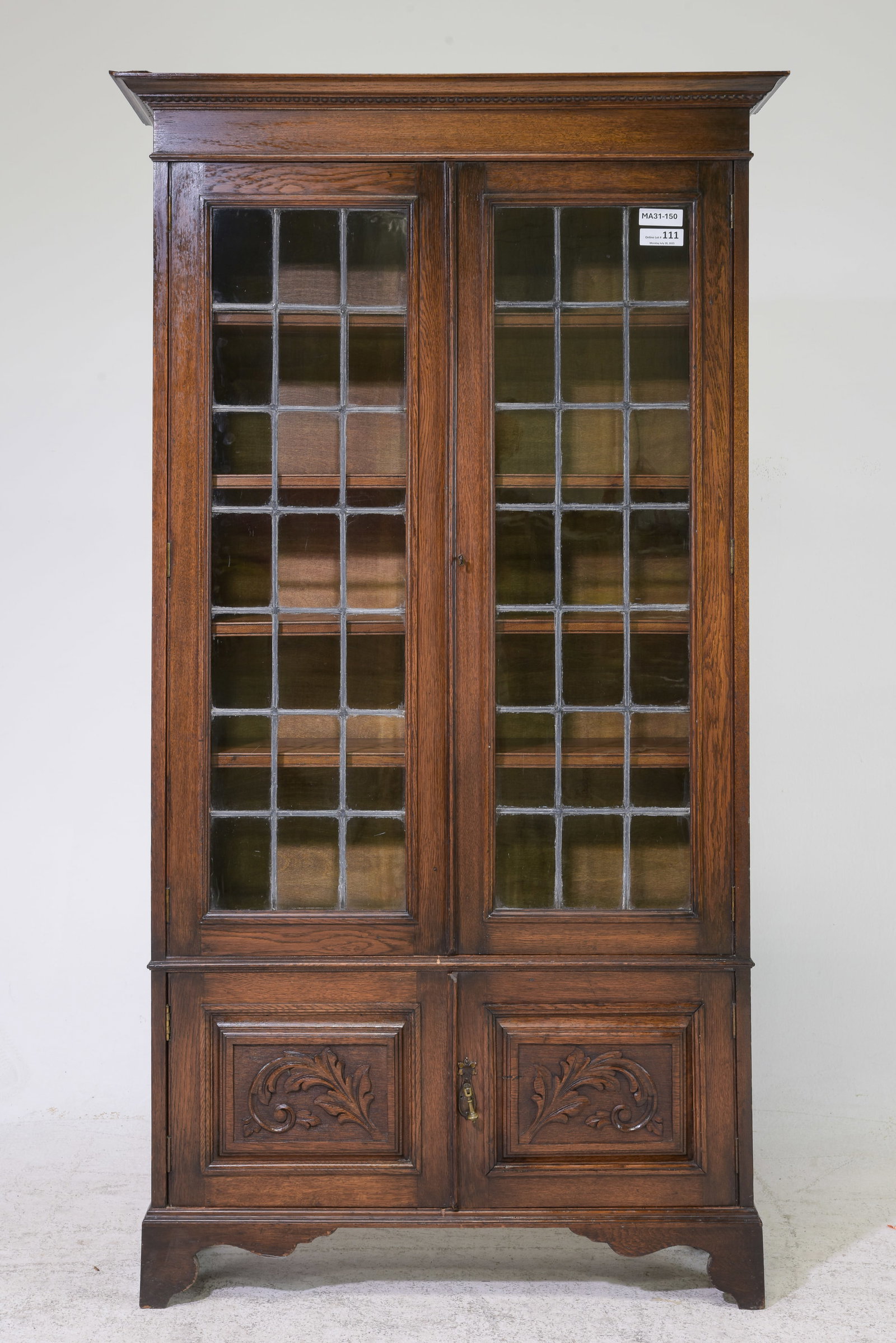 British Oak Leaded Glass Bookcase (1 of 7)