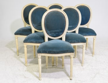 Louis XVI Style Set of 6 Balloon Back Dining Chairs
