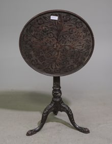 Renaissance Style Carved Oak Tilt Top Table