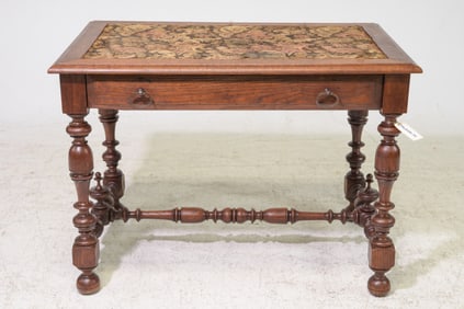 Henri II Style Needlepoint Top Writing Table