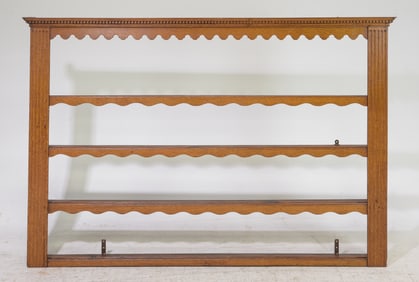 British Large Oak Plate Rack / Wall Shelf
