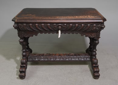 Renaissance Style Carved Oak Writing Table