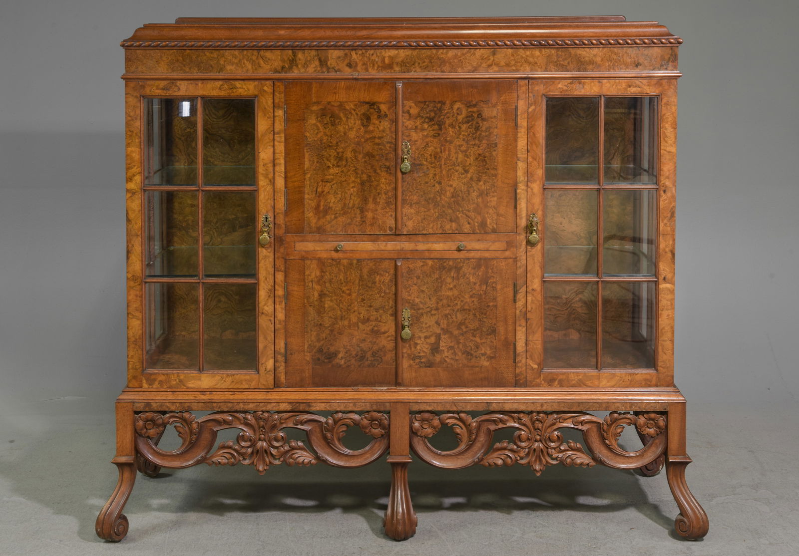 English Victorian Style Walnut Cocktail / Curio Cabinet (1 of 5)