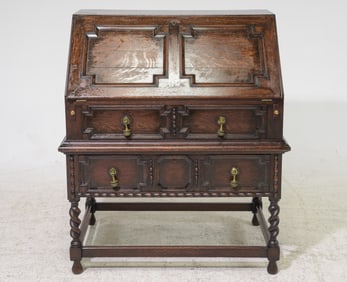 Jacobean Oak Barley Twist Drop Front Desk