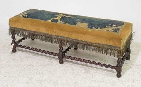 Enlgish Upholstered Barley Twist Bench