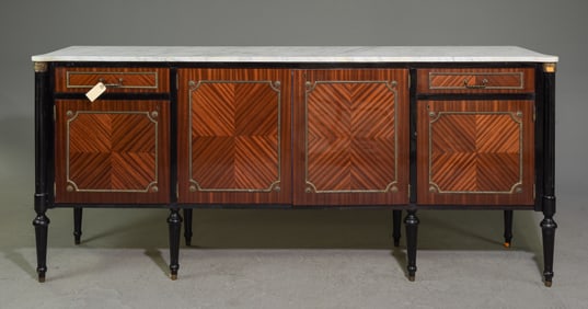 Louis XVI Style White Marble Top Sideboard