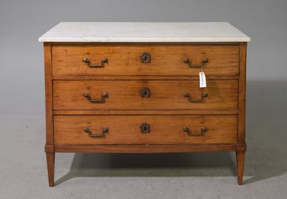 Louis XVI Style White Marble Top 3 Drawer Chest #2