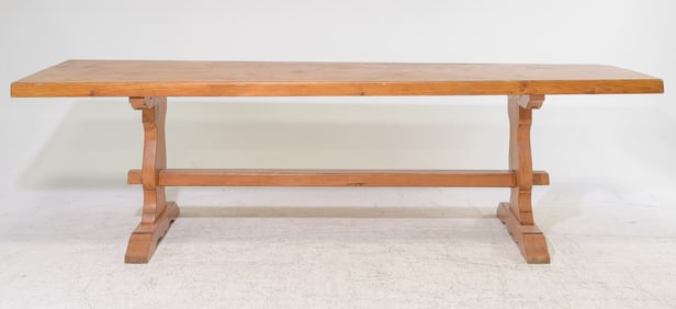 French Oak Trestle Base Dining Table