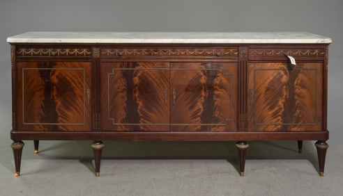 Louis XVI Style White Marble Top Sideboard