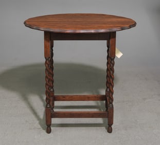 British Oak Barley Twist Oval Occasional Table #2