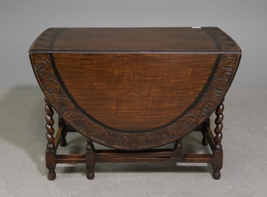 English Large Oak Barley Twist Drop Leaf Table