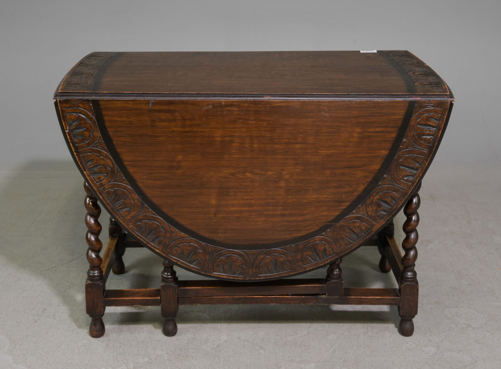 English Large Oak Barley Twist Drop Leaf Table (1 of 3)