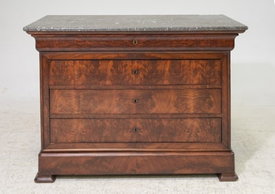 Louis Philippe Style Grey Marble Top Chest