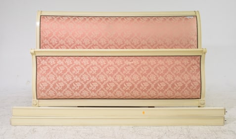 French Painted Upholstered Bed with Rails
