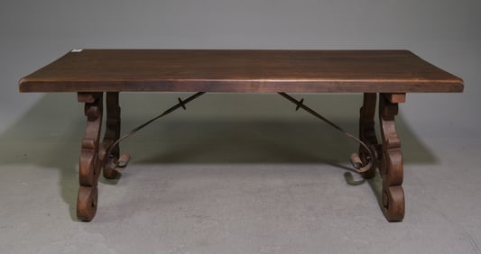 Spanish Style Dining Table with Iron Stretcher