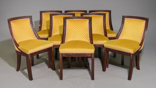 Empire Style Set of 8 Antique Mahogany Dining Chairs