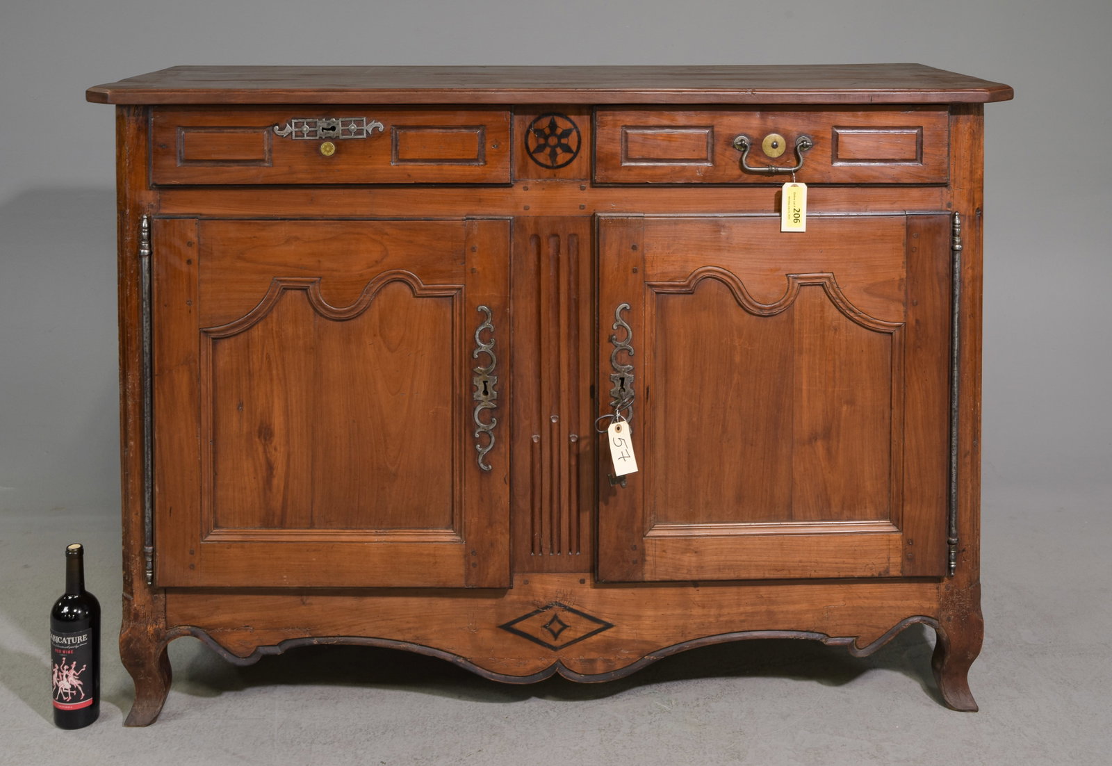 Louis XV Style Fruitwood Buffet / Sideboard: French Louis XV Style Fruitwood Buffet / Sideboard - 42.5 in tall x 60.5 x 24.5