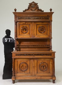 Henri II Style Inlaid Walnut Double Buffet #2