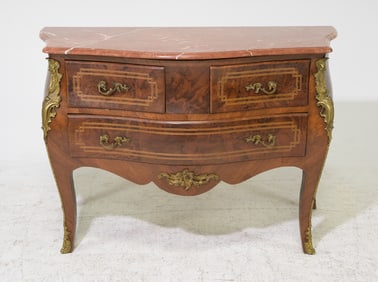 Louis XV Style Marble Top Walnut Chest